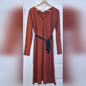 Zara Rust Long Sleeve Dress with Black Belt